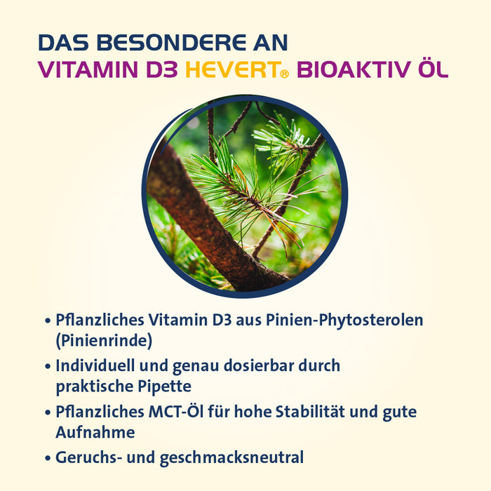 Vitamin D3 Hevert Bioaktiv Öl – unterstützt Immunsystem, Knochen und Muskeln, 20 ml Tropfen