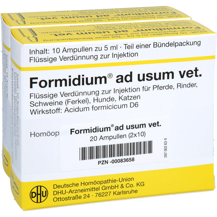 DHU Formidium ad usum vet. flüssige Verdünnung zur Injektion für Pferde, Rinder, Schweine, Schafe, Ziegen, Katzen und Hunde, 20 St. Ampullen
