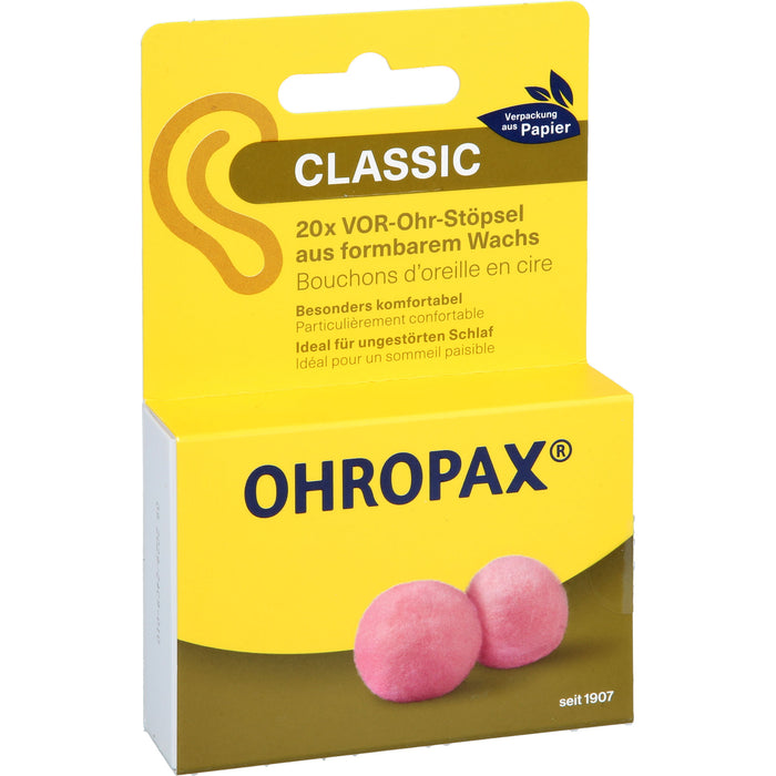 OHROPAX Classic Wachs Vor-Ohr Stöpsel aus formbarem Wachs, 20 St. Ohrstöpsel
