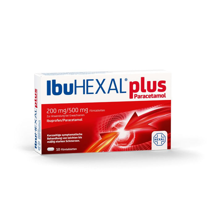 IbuHEXAL plus Paracetamol 200 mg / 500 mg  Filmtabletten bei leichten bis mäßig starken Schmerzen, 10 St. Tabletten