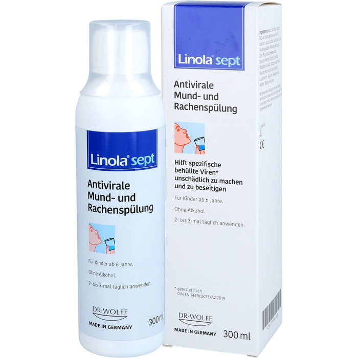 Linola sept antivirale Mund- und Rachenspülung für Kinder ab 6 Jahren, 300 ml Lösung