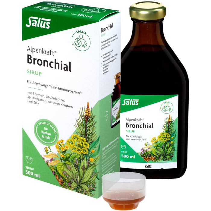 Salus Alpenkraft Bronchial-Sirup für Atemwege und Immunsystem, 500 ml Lösung