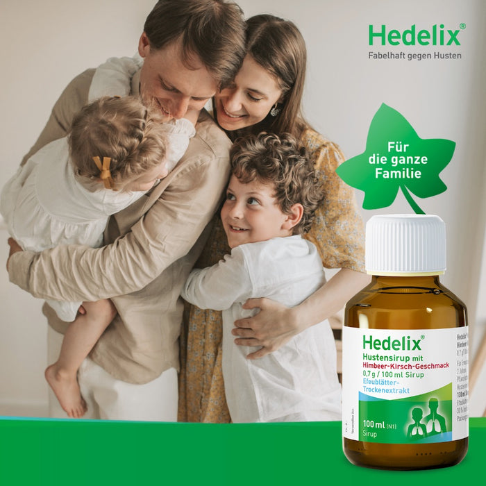 Hedelix Hustensirup mit Himbeer-Kirsch-Geschmack, 100 ml Sirup