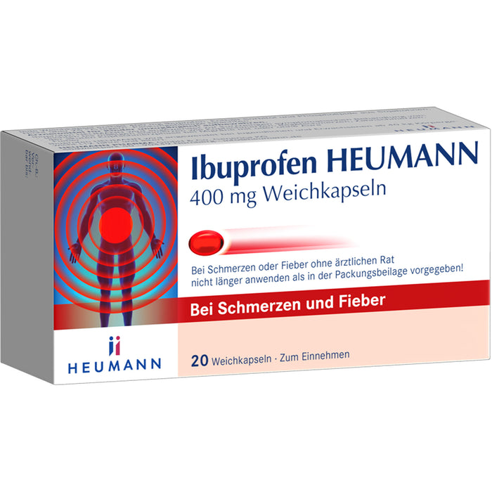 HEUMANN Ibuprofen 400 mg Weichkapseln bei Schmerzen und Fieber, 20 St. Kapseln