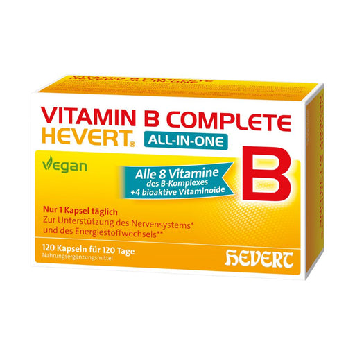 Vitamin B Complete Hevert All-in-One mit allen 8 Vitaminen des B-Komplexes und 4 bioaktiven Vitaminoiden, 120 St. Kapseln