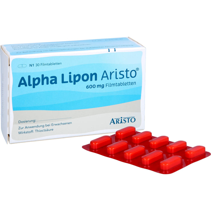 Aristo Alpha Lipon 600 mg Filmtabletten bei Missempfindungen bei Polyneuropathie, 30 St. Tabletten