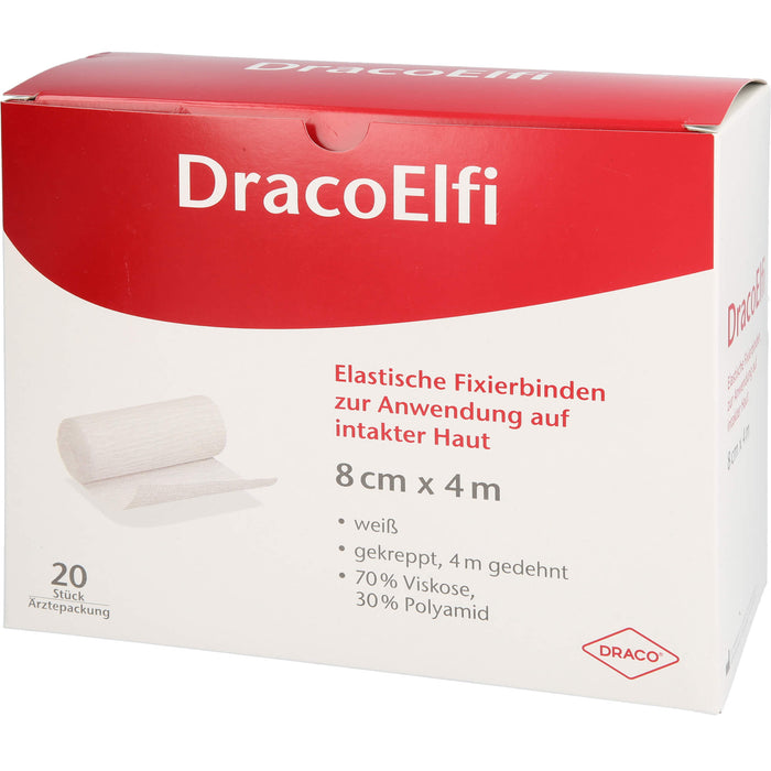 DRACO ELFI elastische Fixierbinde gekreppt 4 m x 8 cm weiß, 20 St. Binde