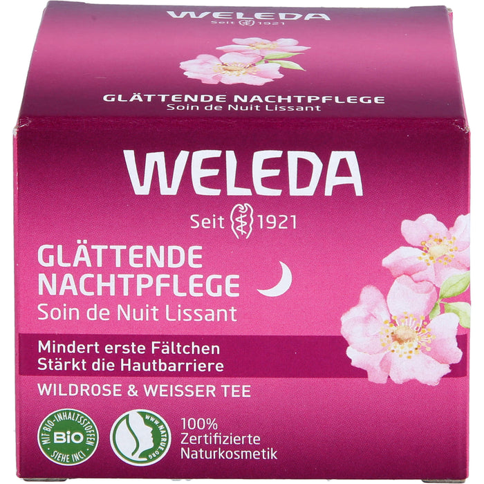WELEDA glättende Nachtpflege Wildrose & Weißer Tee stärkt die Hautbarriere, mindert erste Fältchen, 40 ml Creme