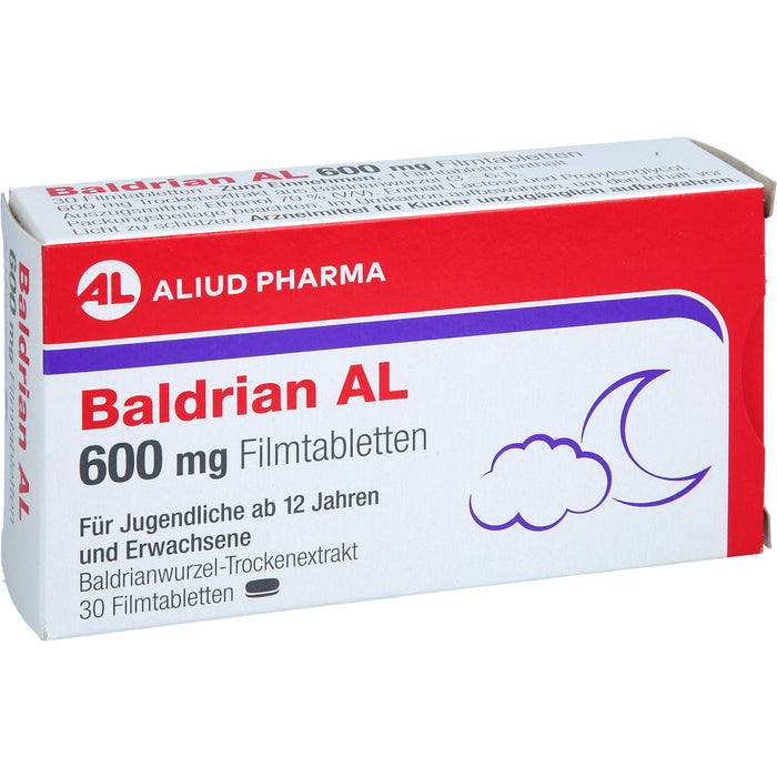 ALIUD PHARMA Baldrian AL 600 mg Filmtabletten zur Linderung von leichter nervöser Anspannung und Schlafstörungen, 30 St. Tabletten