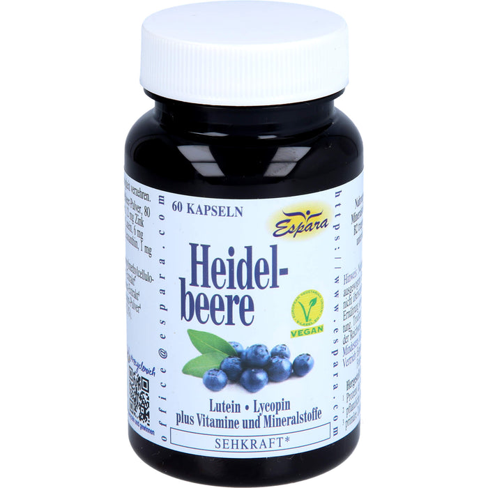 Espara Heidelbeere Kapseln mit Lutein und Lycopin für die Sehkraft, 60 St. Kapseln