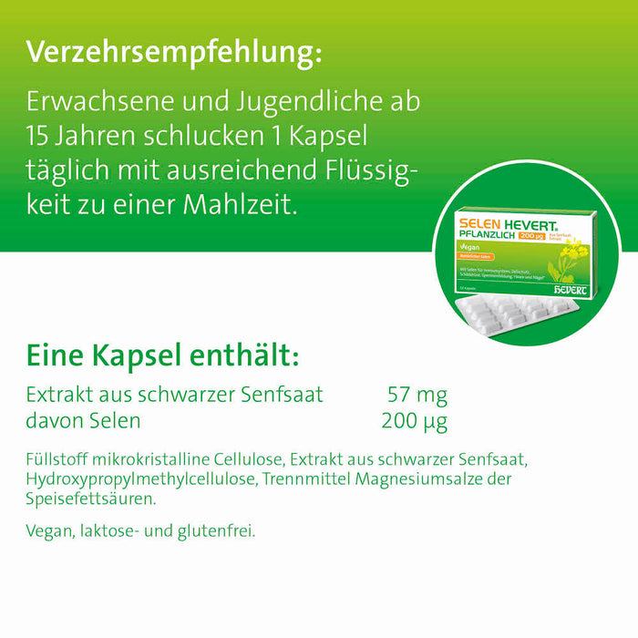 Selen Hevert pflanzlich 200 µg Kapseln, 60 St. Kapseln