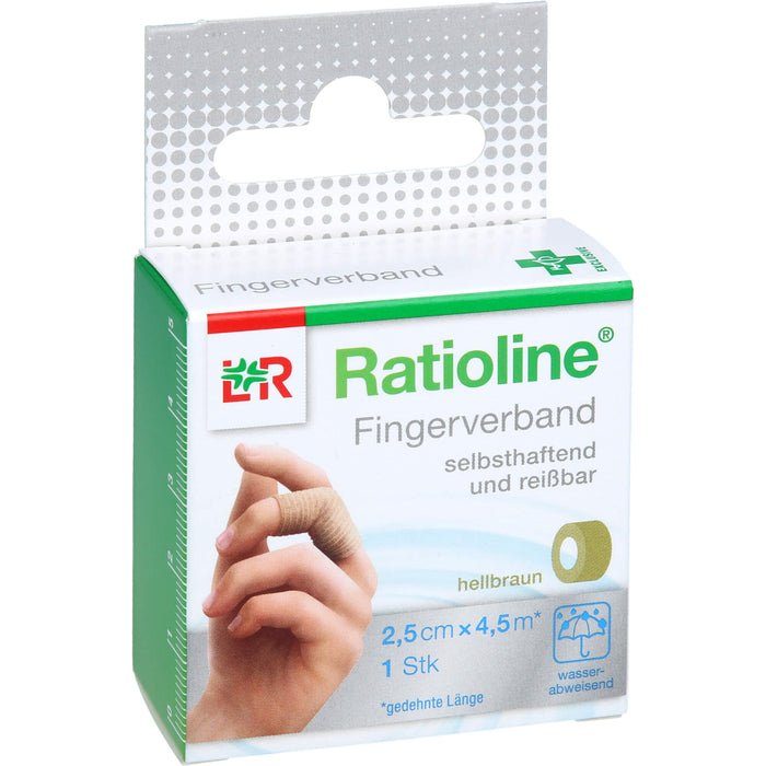 Ratioline Fingerverband selbsthaftend und reißbar hellbraun 2,5 cm x 4,5 m, 1 St. Verband