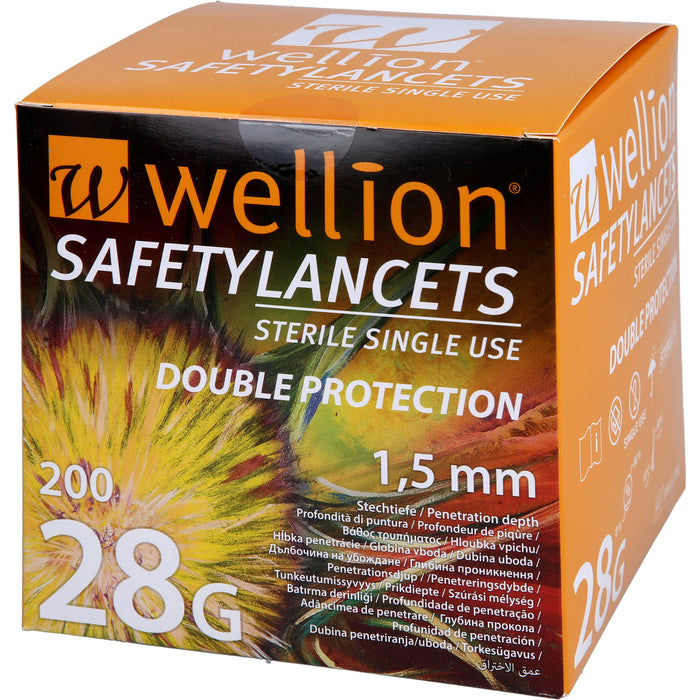 Wellion Safetylancets 28 G Sicherheitseinmallanzetten, 200 St. Packung