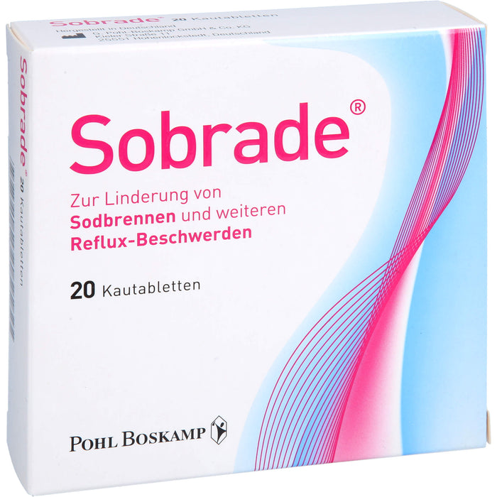 Sobrade Kautabletten zur Linderung von Sodbrennen und weiteren Reflux-Beschwerden, 20 St. Kautabletten