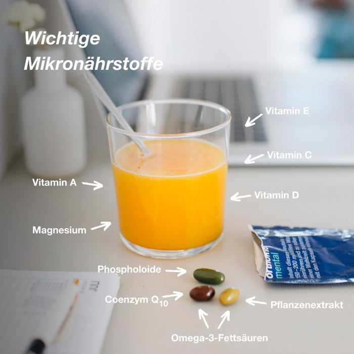 Orthomol Mental - für Gehirn, Konzentration und Gedächtnis - mit Pantothensäure und Omega-3-Fettsäuren - Granulat/Kapseln, 15 St. Tagesportionen