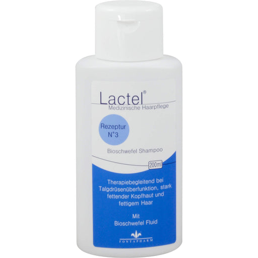 Lactel Nr.3 Bioschwefel Shampoo gegen stark fettende Kopfhaut, 200 ml Shampoo