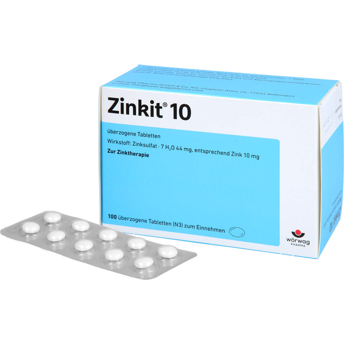 Wörwag Zinkit 10 Tabletten zur Zinktherapie, 100 St. Tabletten