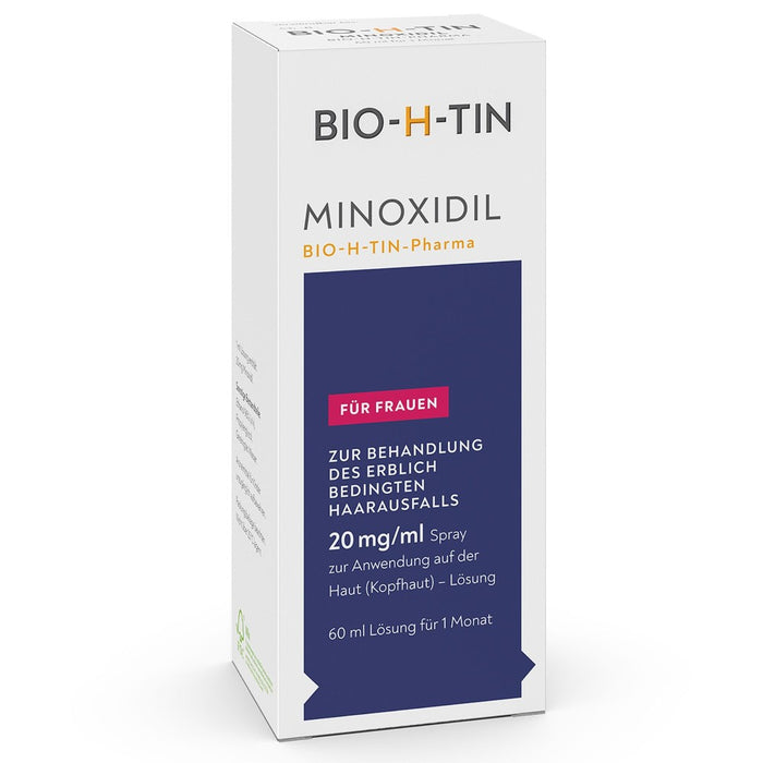 Minoxidil BIO-H-TIN Pharma 20 mg/ml für Frauen zur Behandlung bei erblich bedingtem Haarausfall, 60 ml Lösung