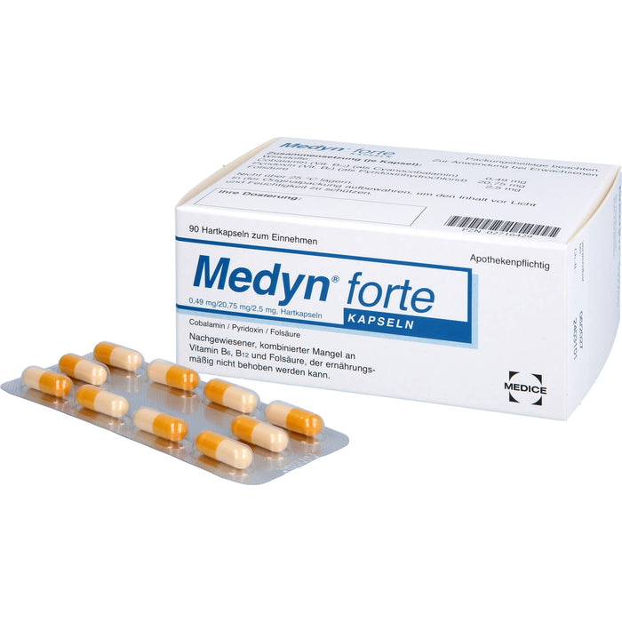 Medyn forte Kapseln bei nachgewiesener, kombinierter Mangel an B6, B12 und Folsäure, 90 St. Kapseln