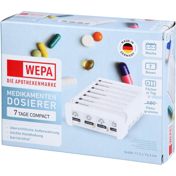 WEPA Medikamentendosierer 7 Tage Compact Wochenmagazin weiß, 1 St. Dosette