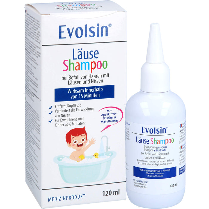 Evolsin Läuseshampoo mit Läusekamm, 120 ml Shampoo