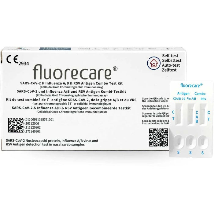 Fluorecare SARS-CoV-2- & Influenza-A/B- & RSV-Antigen-Kombi-Testkit, 1 St. Test