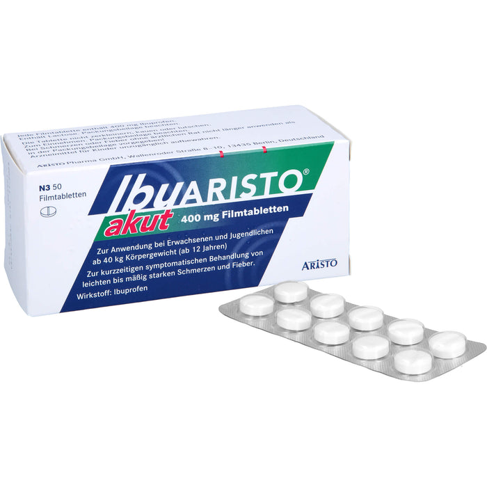 IbuARISTO akut 400 mg Filmtabletten bei Schmerzen und Fieber, 50 St. Tabletten