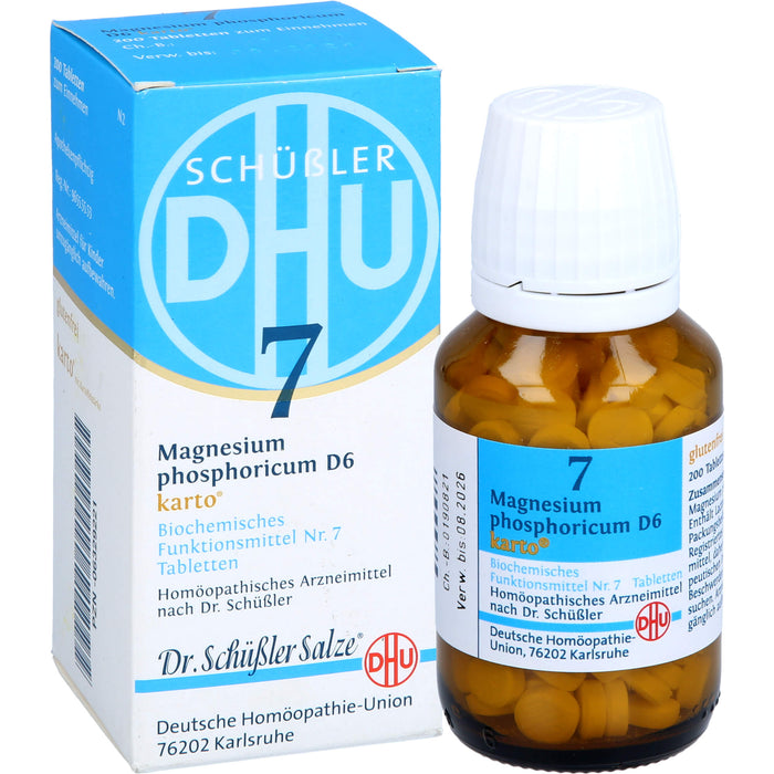 DHU Schüßler-Salz Nr. 7 Magnesium phosphoricum D6 Karto – Das Mineralsalz der Muskeln und Nerven – das Original, 200 St. Tabletten