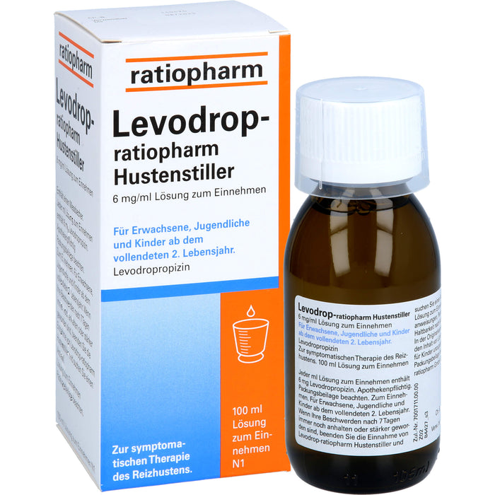 Levodrop-ratiopharm Hustenstiller hilft schnell gegen Reizhusten, 100 ml Lösung