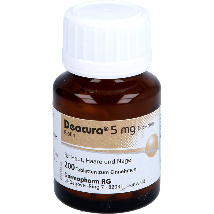 Deacura Tabletten 5 mg Biotin für Haut, Haare und Nägel, 200 St. Tabletten