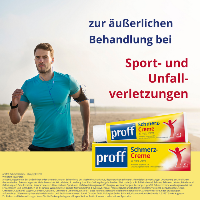 proff Schmerzcreme mit Ibuprofen – zur äußerlichen Behandlung von Muskel-, Gelenk- und Rückenschmerzen bei rheumatischen Erkrankungen oder nach Sport- und Unfallverletzungen, 150 g Creme