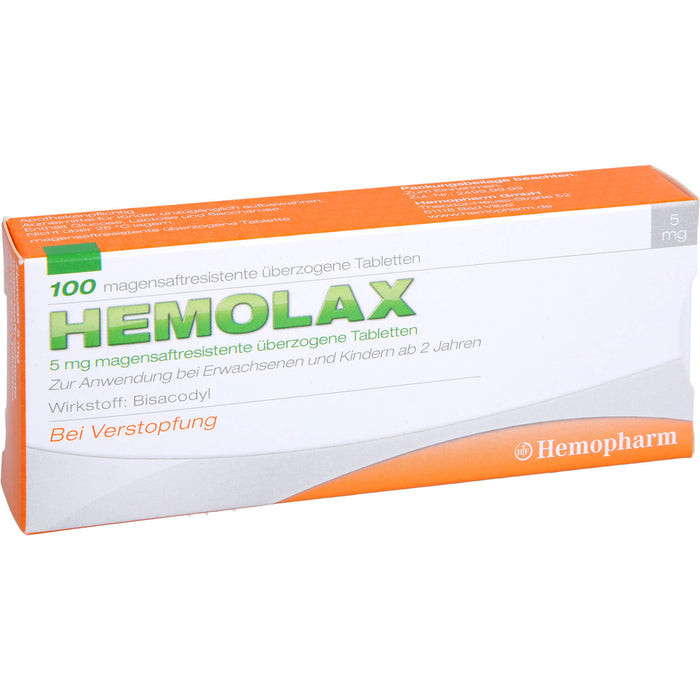 Hemolax 5 mg Tabletten bei Verstopfung, 100 St. Tabletten