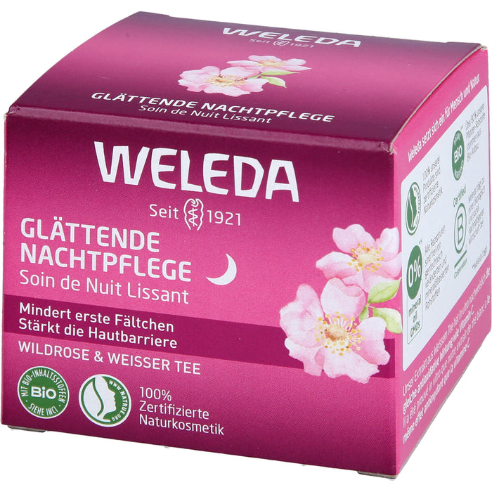 WELEDA glättende Nachtpflege Wildrose & Weißer Tee stärkt die Hautbarriere, mindert erste Fältchen, 40 ml Creme