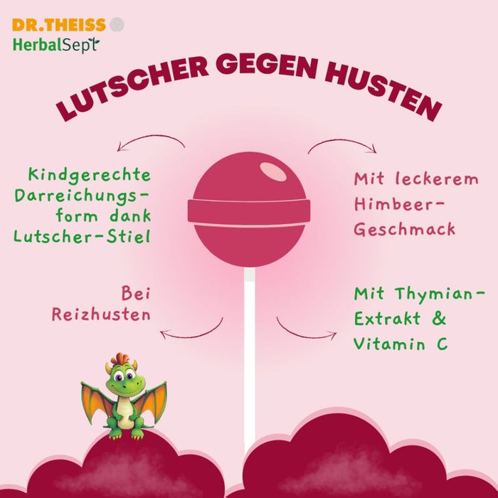 DR. THEISS Hedelix Herbalsept Hals Lutscher Kids bei Halsbeschwerden und Heiserkeit, 6 St. Lutscher