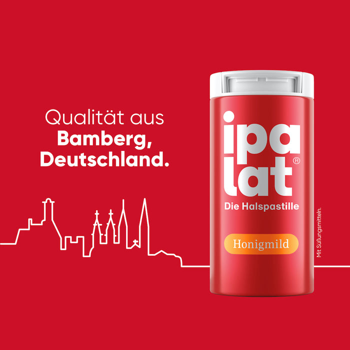 ipalat Die Halspastille Honigmild: Naturkraft bewährt bei Heiserkeit & Hustenreiz, 40 St. Pastillen