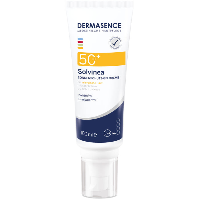 DERMASENCE Solvinea Sonnenschutz-Gelcreme LSF 50+ für allergische Haut, 100 ml Creme