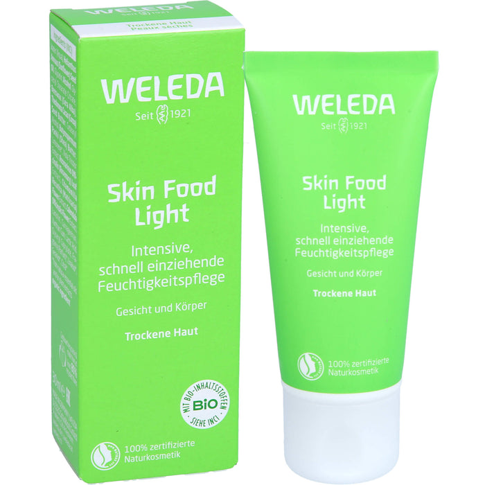 WELEDA Skin Food Light intensive, schnell einziehende Feuchtigkeitspflege für Gesicht und Körper, 30 ml Creme