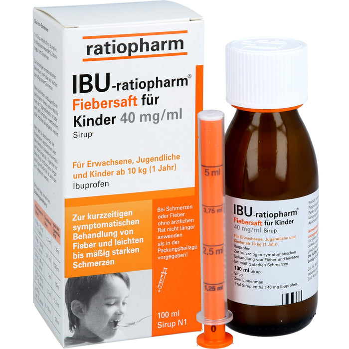 IBU-ratiopharm Fiebersaft für Kinder 4 %, 100 ml Lösung