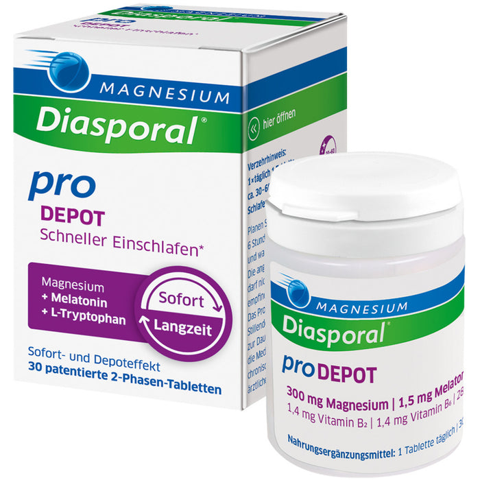 Magnesium-Diasporal pro Depot schneller Einschlafen Tabletten mit Melatonin und L-Tryptophan, 30 St. Tabletten