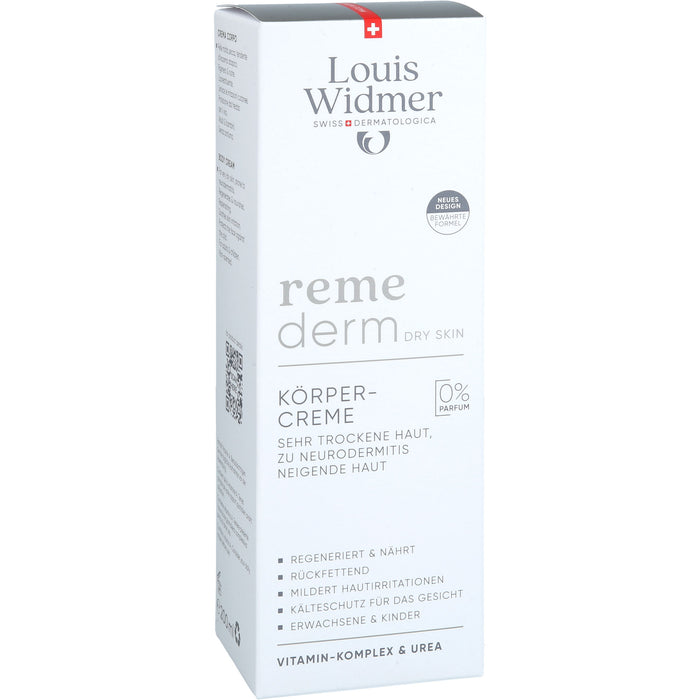 Louis Widmer Remederm Körpercreme unparfümiert für sehr trockene Haut, 200 ml Creme