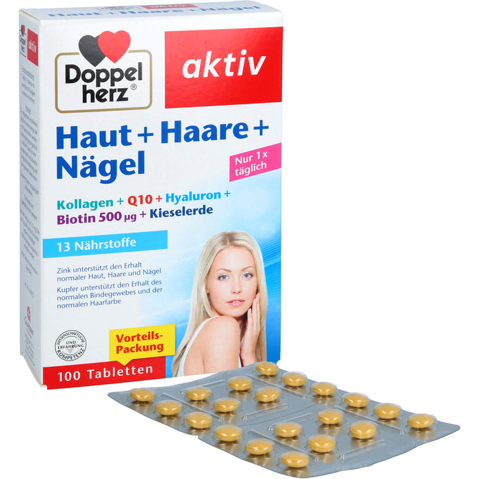 Doppelherz aktiv Haut + Haare + Nägel Tabletten, 100 St. Tabletten