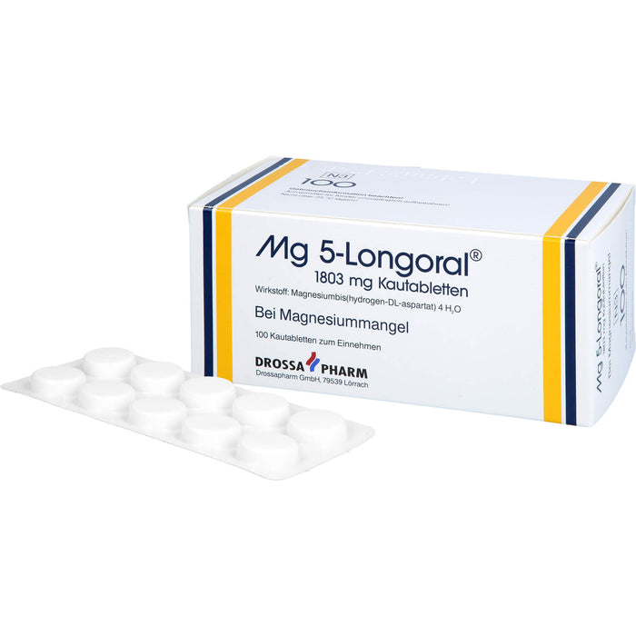 Mg 5-Longoral 1803 mg Kautabletten bei Magnesiummangel, 100 St. Tabletten
