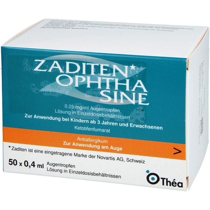 Zaditen ophta sine 0,25 mg/ml kohlpharma Augentropfen in Einzeldosisbehältnissen, 50 St. Einzeldosispipetten