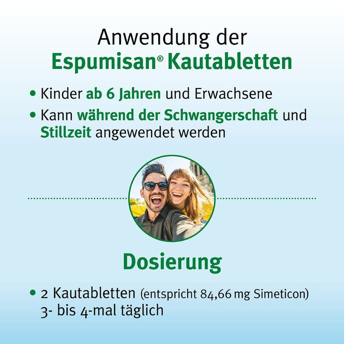Espumisan Kautabletten bei Blähungen und Völlegefühl, 50 St. Tabletten
