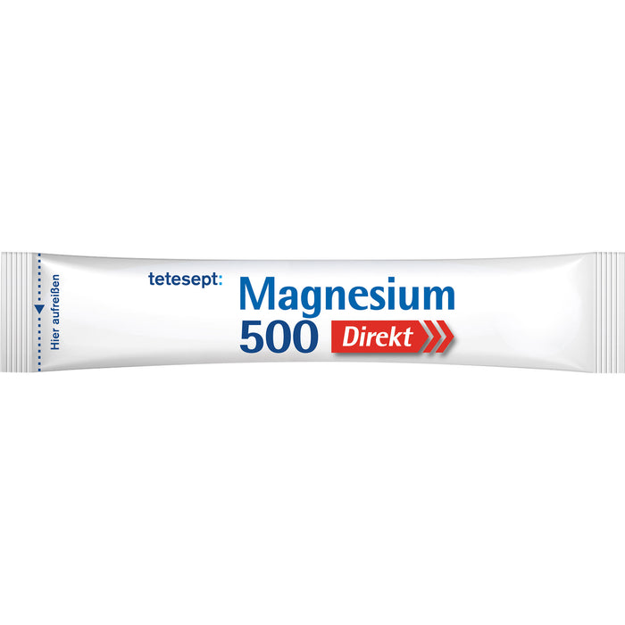 Tetesept Magnesium 500 Direkt Sticks mit Orangengeschmack für aktive Muskeln, bei körperlicher Belastung, 20 St. Sticks