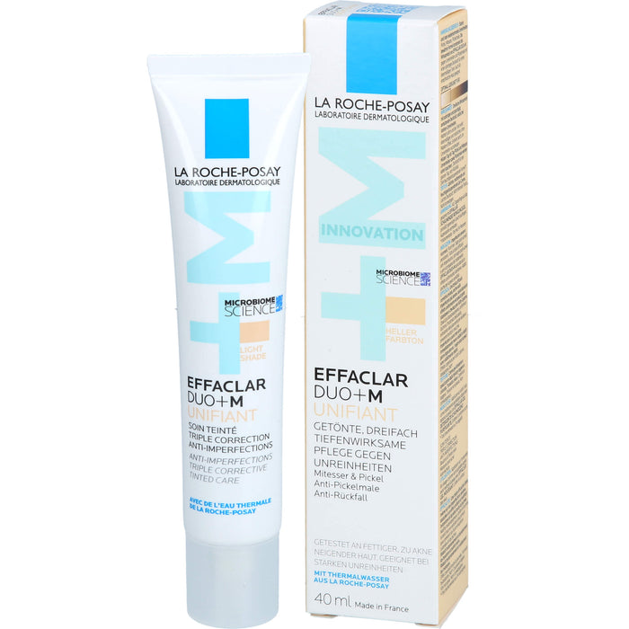 La Roche-Posay Effaclar Duo+M Unifiant getönte, dreifach tiefenwirksame Pflege gegen Unreinheiten heller Farbton, 40 ml Creme