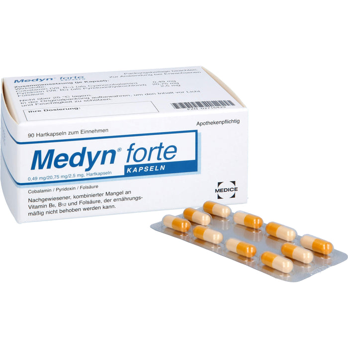 Medyn forte Kapseln bei nachgewiesener, kombinierter Mangel an B6, B12 und Folsäure, 90 St. Kapseln