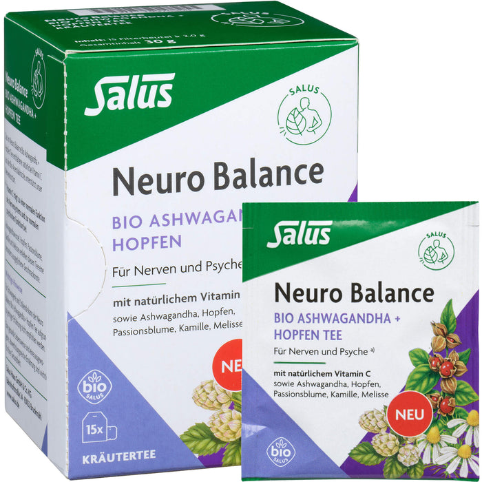 Salus Neuro Balance Bio Ashwagandha + Hopfen Tee, 15 St. Filterbeutel