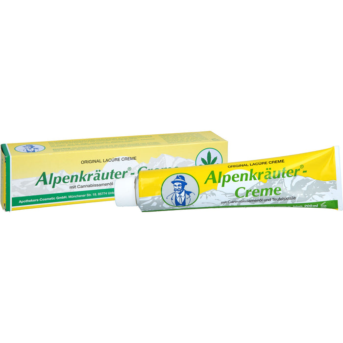 Lacure Alpenkräuter-Creme mit Cannabisöl und Teufelskralle, 200 ml Creme