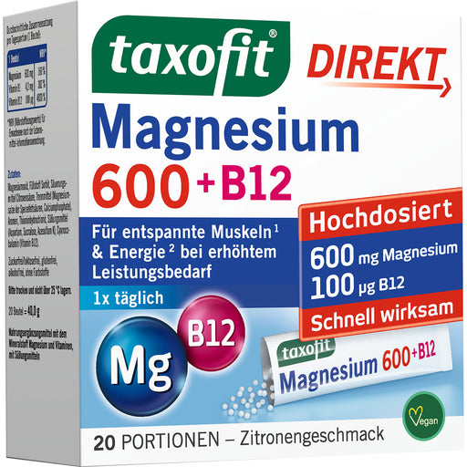 Taxofit Magnesium 600 + B12 Direktgranulat, 20 St. Direktgranulat
